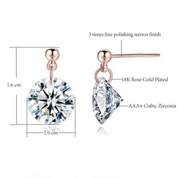 Rose Gold Plated 3 Carat Simulated Diamond Earring - Picture 4 of 4